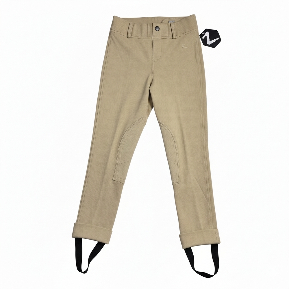 NWT Horze Nora Kids Pull On Knee Patch Jodhpur Breeches 130 US S Tan